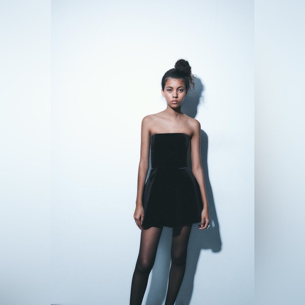 NWOT Zara Black‎ Velvet Dress Sz XS
